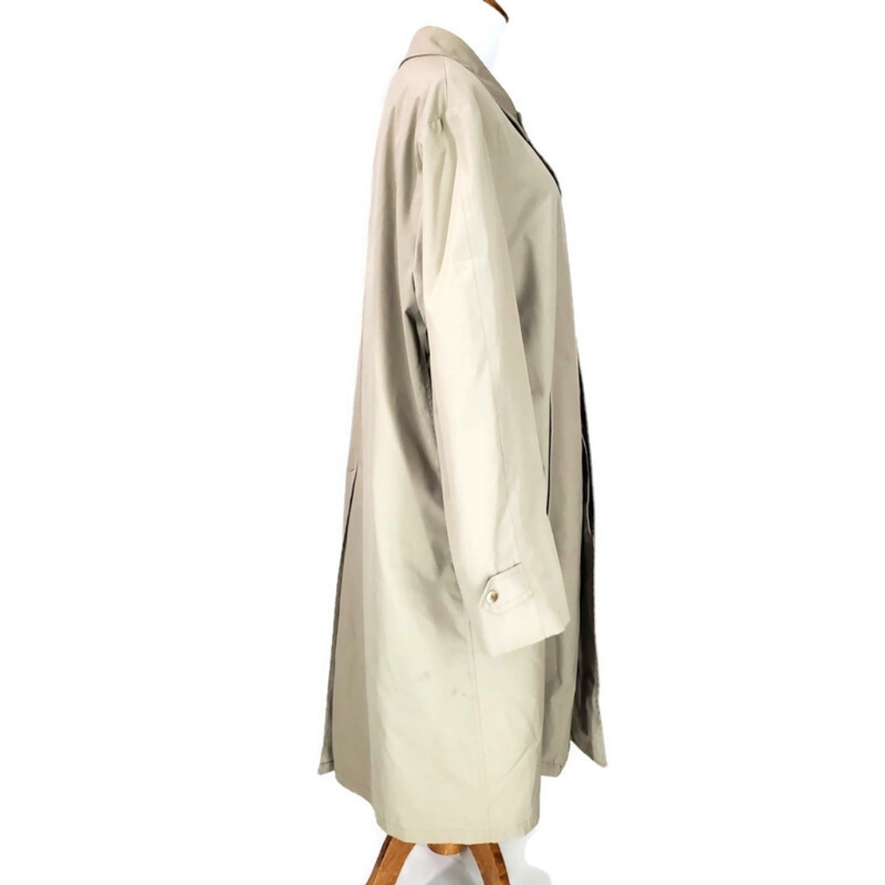 London Fog Vintage Men's Lined Trench Coat Classic Khaki Maincoats Size 44 L EUC - Picture 4 of 16